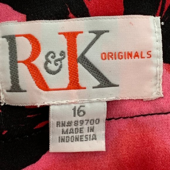 R&K Originals cropped Floral Open Jacket Cardigan 16 Black Pink Orange 3/4 Sleev - Picture 4 of 15